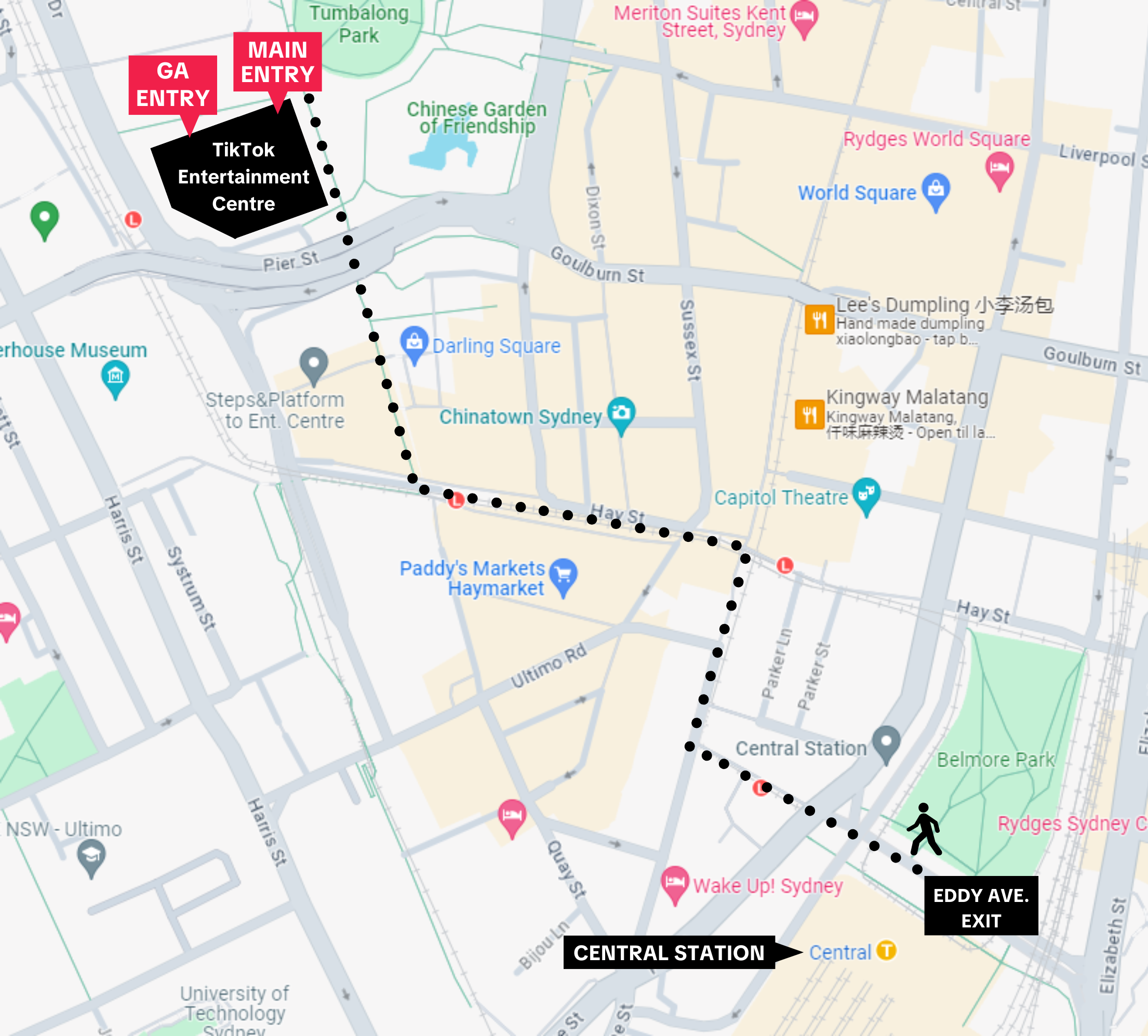 How to get ICC Sydney Theatre from Central Station.