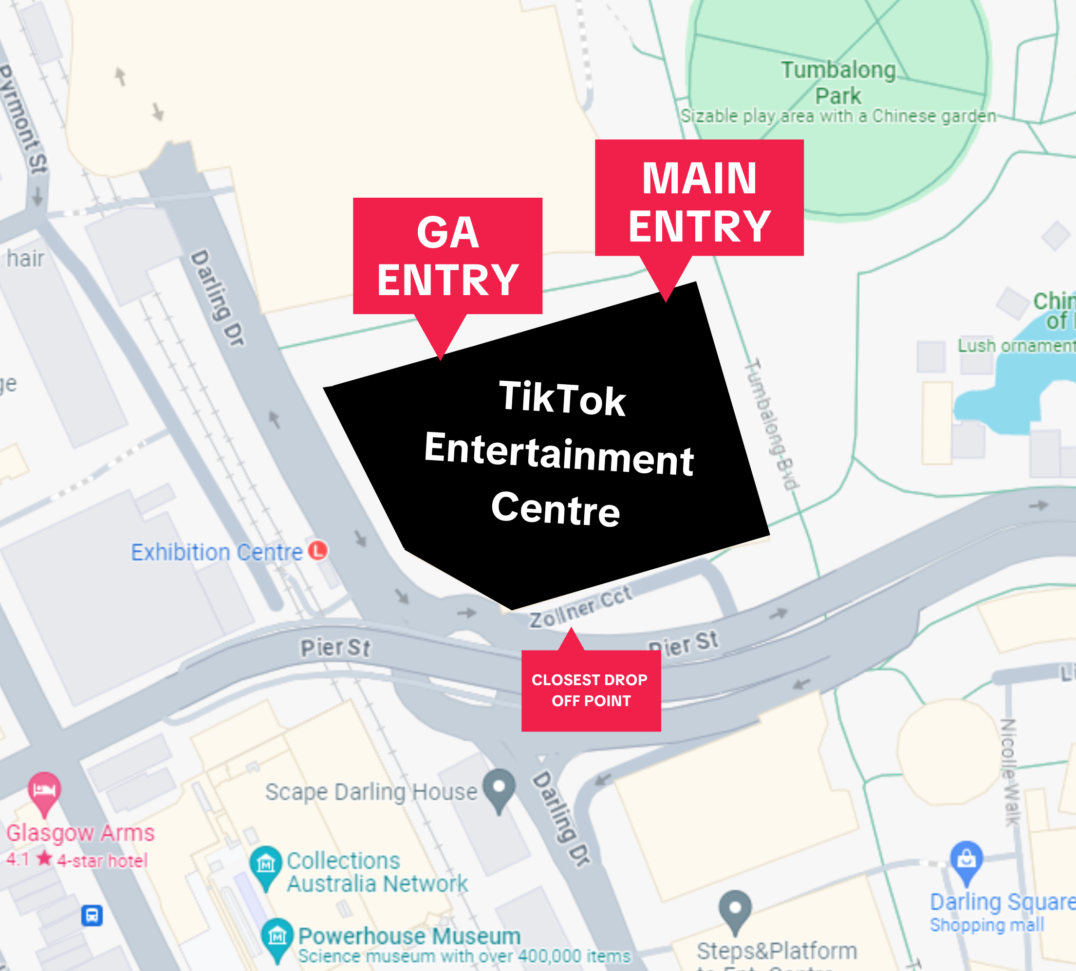 Closest drop off point to ICC Sydney Theatre.