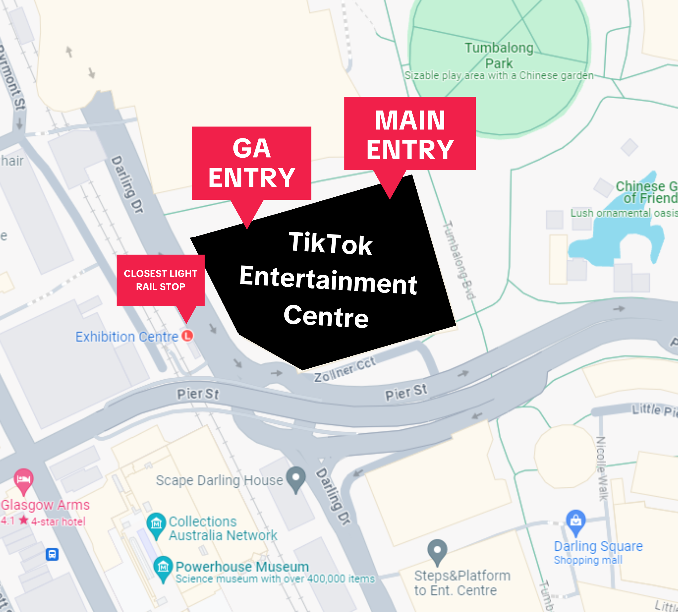 Closest light rail stop to ICC Sydney Theatre.