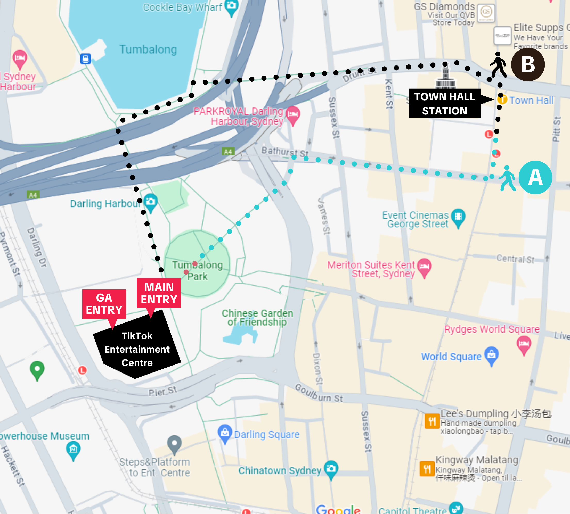 How to get ICC Sydney Theatre from Town Hall Station.